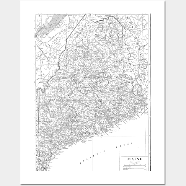 Vintage Map of Maine (1911) Wall Art by Bravuramedia